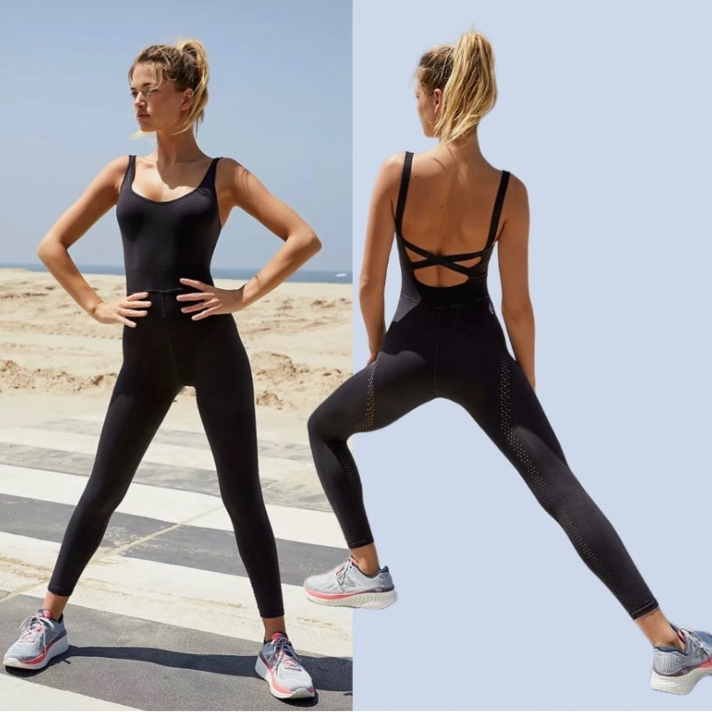24. New Free People Good Movement Good Karma Onesie in Washed Black - Picture 2 of 10